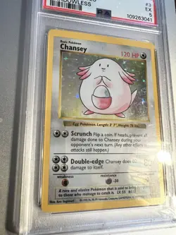 Pokemon TCG Chansey Holo Unlimited Rare Card Base Set 3/102 PSA 5 - Image 2
