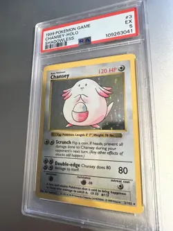 Pokemon TCG Chansey Holo Unlimited Rare Card Base Set 3/102 PSA 5 - Image 3