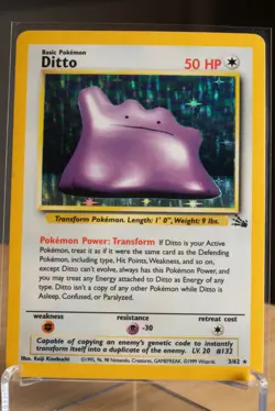 Ditto 3/62 Fossil Holo Vintage Pokemon Card NM - Image 1