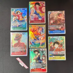 One Piece Monkey D. Luffy Super Rare 7 Card Lot - SR & SEC OP01 - OP14 English - Image 1