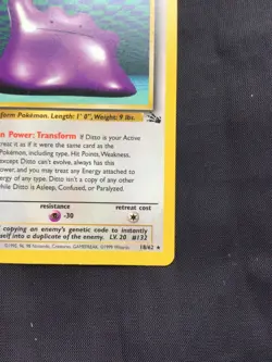 Pokemon Cards: Fossil 1st Edition Rare: Ditto 18/62 - Image 4