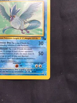 Pokemon Cards: Fossil 1st Edition Rare: Articuno 17/62 - Image 4