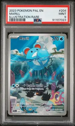 2023 Pokemon Marill #204 PAL Illustration Rare PSA 9 Mint Scarlet & Violet - Image 1