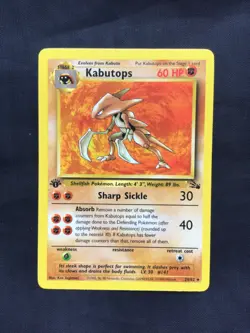 Pokemon Cards: Fossil 1st Edition Rare: Kabutops 24/62 - Image 1