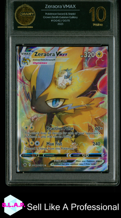 ZERAORA VMAX POKEMON GG42/GG70 2023 SWSH CROWN ZENITH GG GRADIFY 10 - Image 1