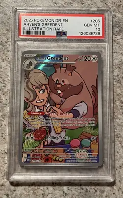 2025 Pokemon S&V Destined Rivals Arven's Greedent IR PSA 10 Gem Mint #205 - Image 1