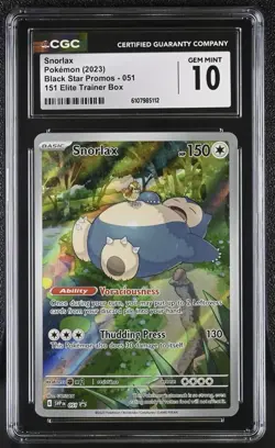 CGC 10 Gem Mint Snorlax 051 Pokemon 151 Holo Black Star Promo 151 ETB English - Image 1