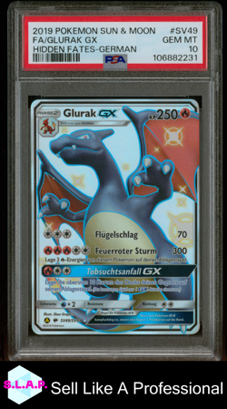 GLURAK GX POKEMON SV49 2019 HIDDEN FATES HOLO GERMAN PSA 10 - Image 1