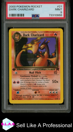 DARK CHARIZARD POKEMON ROCKET 2000 21 PSA 9 - Image 1