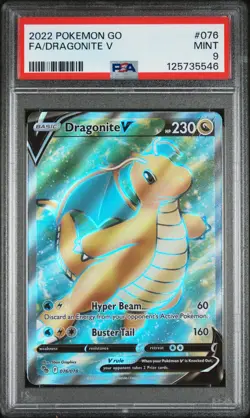 DRAGONITE #076 FULL ART ULTRA RARE 2022 POKEMON GO PSA 9 MINT - Image 1