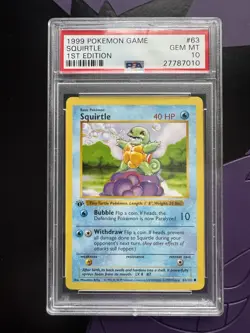 1999 Pokemon Squirtle Base Set 1st Edition PSA Gm Mt 10! - Image 1
