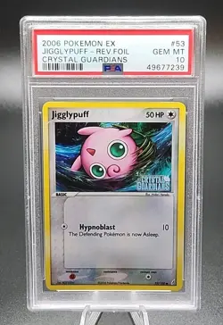 PSA 10 Gem Mint Pokemon Jigglypuff #53 Reverse Holo foil EX Crystal Guardians - Image 1