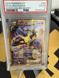 2016 POKEMON XY FATES COLLIDE SECRET #125 FULL ART/ALAKAZAM EX PSA 4 - Image 1