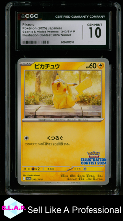 PIKACHU POKEMON 242/SV-P 2025 SCARLET & VIOLET PROMOS NON HOLO JAPANISCH CGC 10 - Image 1