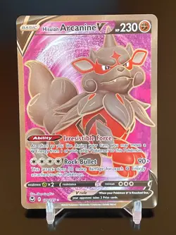 Pokemon Hisuian Arcanine V 179/195 Silver Tempest Full Art Ultra Rare Holo NM - Image 1
