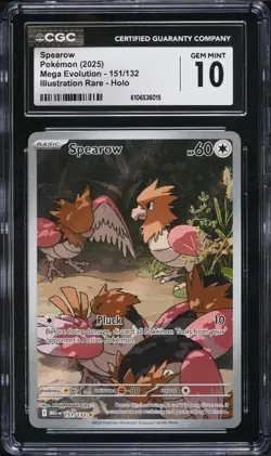 Spearow 151/132 Pokemon Mega Evolution Holo Illustration Rare IR CGC 10 GEM MINT - Image 1
