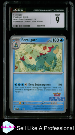 FERALIGATR POKEMON 213 2025 BLACK STAR PROMOS NON HOLO ENGLISCH CGC 9 - Image 1