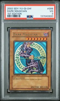 2002 YU-GI-OH! STARTER DECK: YUGI 1ST ED #006 DARK MAGICIAN PSA 3 - Image 1