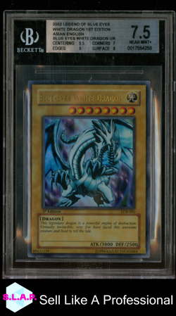 BLUE-EYES WHITE DRAGON UR 2002 YU-GI-OH 1ST EDITION ASIAN EN LOB001 BGS 7.5 - Image 1