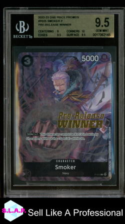 SMOKER P/(PRE-RELEASE WINNER) 2022-24 ONE PIECE PROMOS P025 BGS 9.5 - Image 1