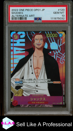 SHANKS ALTERNATE ART ONE PIECE JAPANESE OP01-ROMANCE DAWN 2022 120 PSA 10 - Image 1