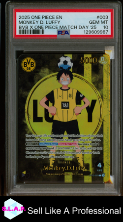 MONKEY D. LUFFY BVB X ONE PIECE MATCH DAY '25 ONE PIECE PROMOS 2025 003 PSA 10 - Image 1