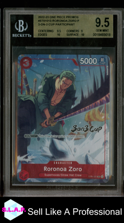 RORONOA ZORO P/(3-ON-3 CUP PARTICIPANT) 2022-24 ONE PIECE PROMOS ST01013 BGS 9.5 - Image 1