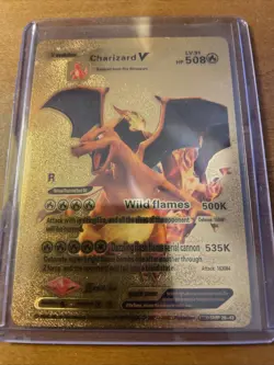 Pokemon Charizard V Evolution 508HP Gold Foil Fan Art Card SMP 26-43 V2 - Image 1