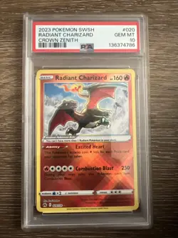 Pokemon Card Radiant Charizard Crown Zenith Reverse Holo PSA 10 Gem Mint 020/159 - Image 1