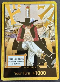 DON!! Card Dracule Mihawk Gold One Piece OP14 The Azure Sea's Seven NM unplayed - Image 1