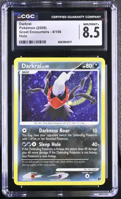 CGC 8.5 Darkrai 2008 Great Encounters 4/106 Holo Pokemon Card - Image 1