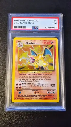Set: Base Set (1999) Card: Charizard Holo Card Number: #4/102 Grade: PSA 7 - Image 1