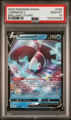 2022 Pokemon Brilliant Stars #040 Lumineon V PSA 10 Card GEM MINT! Free Shipping - Image 1