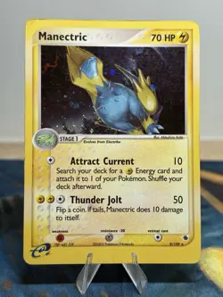 Manectric 9/109 Ex Ruby and Sapphire Holo Rare Pokemon Card E Series DMG On Back - Image 1