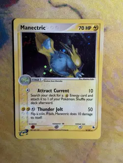 Manectric 9/109 Ex Ruby and Sapphire Holo Rare Pokemon Card E Series DMG On Back - Image 2