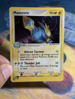 Manectric 9/109 Ex Ruby and Sapphire Holo Rare Pokemon Card E Series DMG On Back - Image 3