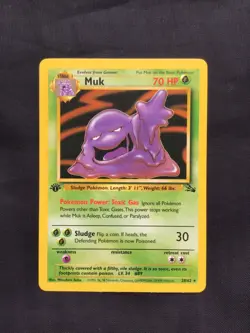 Pokemon Cards: Fossil 1st Edition Rare: Muk 28/62 - Image 1