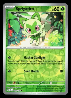 Sprigatito 012/193 Paldea Evolved NM Reverse Holo Pokemon Card TCG - Image 1
