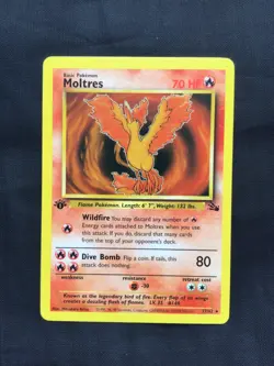 Pokemon Cards: Fossil 1st Edition Rare: Moltres 27/62 - Image 1