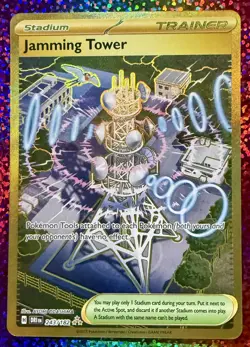 Pokemon Jamming Tower 243/182 Hyper Rare Gold S&V10 DRI TCG Card !! Free S&H !! - Image 1