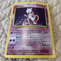 Pokemon Base Set Mewtwo Holo Rare Card 10/102 Lv 33 vintage - Image 1