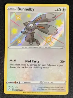Bunnelby SV097/SV122 - Shining Fates - Shiny Holo Rare Pokemon Card Near Mint - Image 1