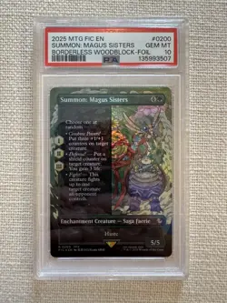 Summon Magus Sisters R0200 Borderless Foil Final Fantasy MTG Magic PSA 10 - Image 1