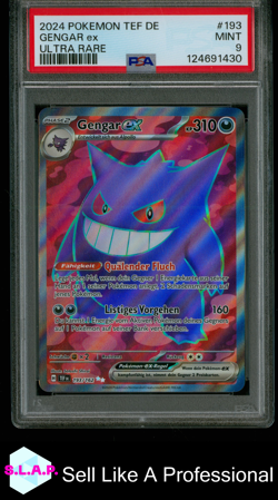 GENGAR EX ULTRA RARE POKEMON GERMAN TEF DE-TEMPORAL FORC3S 2024 193 PSA 9 - Image 1