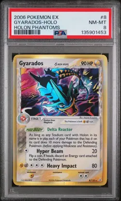 2006 POKEMON EX HOLON PHANTOMS #8 GYARADOS-HOLO PSA 8 - Image 1