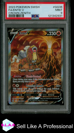 FA/ENTEI V CROWN ZENITH POKEMON SWORD AND SHIELD CROWN ZENITH 2023 GG36 PSA 9 - Image 1