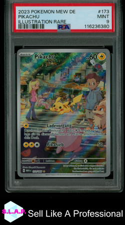 PIKACHU ILLUSTRATION RARE POKEMON GERMAN MEW DE-151 2023 173 PSA 9 - Image 1