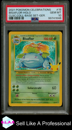 BISAFLOR-HOLO CLSC.COLL-BASE SET-GER. POKEMON CELEBRATIONS 2021 15 PSA 10 - Image 1