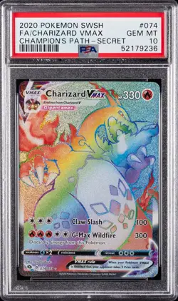 2020 POKEMON SWORD & SHIELD CHAMP'S PATH SECRET FULL ART/CHARIZARD VMAX PSA 10 - Image 1