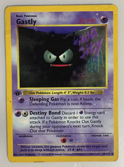 Pokemon TCG Gastly 50/102 Regular Base Set 1st Ed Shadowless - DAMAGED - Image 1